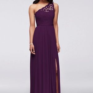 David’s Bridal One-Shoulder Dress in Plum